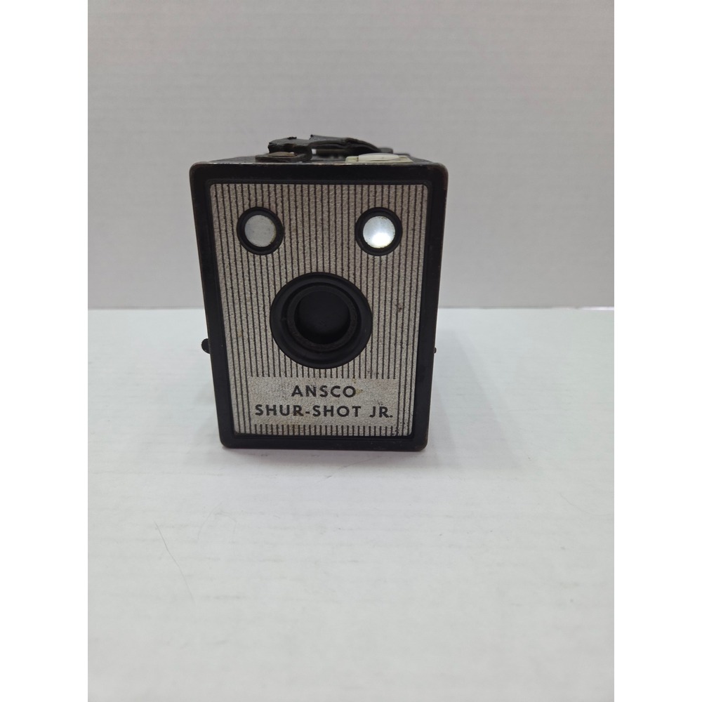 Vintage Ansco Shur-Shot Jr Box Camera Black Art Deco 120 Mid-Century UNTESTED